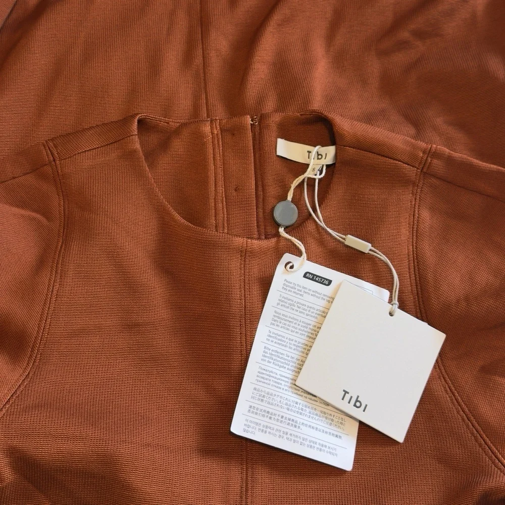 Tibi Women's Orange Balloon Sleeve Short Dress Size S Party/Cocktail 3/4 Sleeve